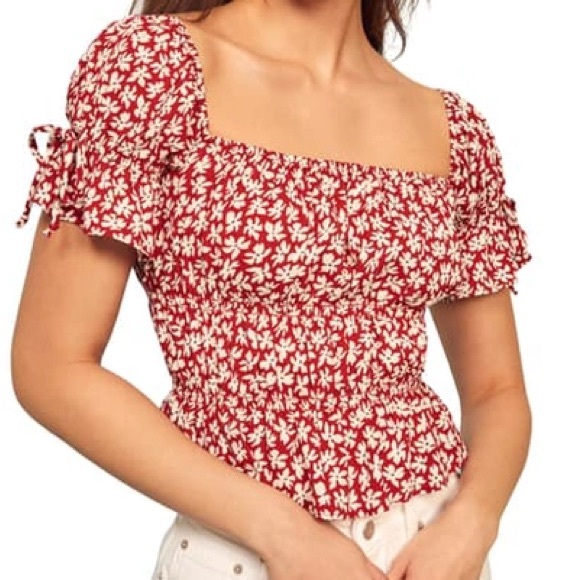 Reformation Tops - Reformation Solis Top in Grenadine XS